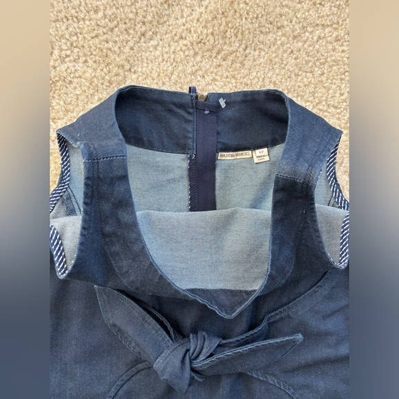 Anthropologie Holding Horses Dress Women's Petite 6 Denim Clara Tie Waist Mini - Picture 3 of 7